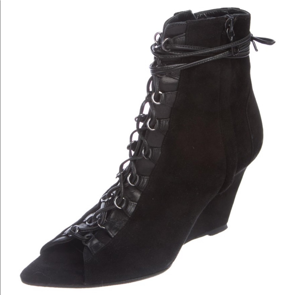 Narciso Rodriguez suede wedge lace up 7.5